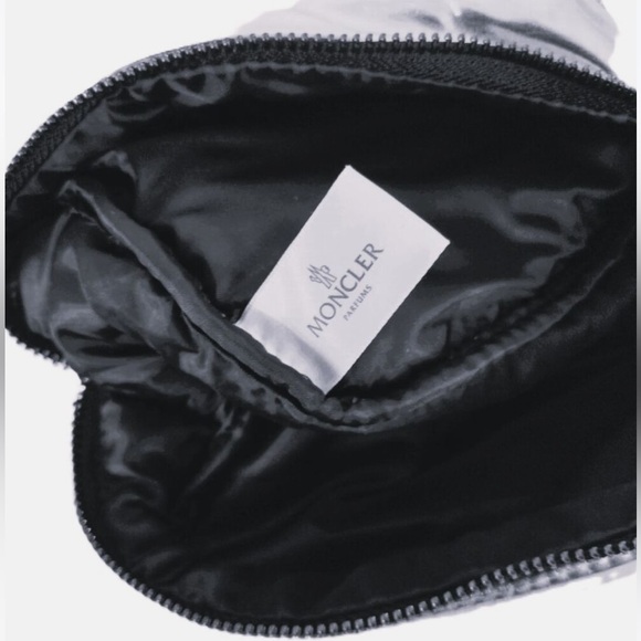 RESERVED Moncler Parfums Quilted Metallic Silver Clutch Pouch Beauty Travel NWT - Picture 10 of 11